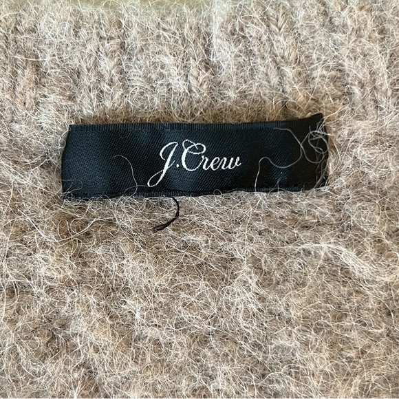 J. Crew Heather Tan Puff Sleeve Chunky Fuzzy Alpaca Blend Sweater - L - Picture 8 of 11